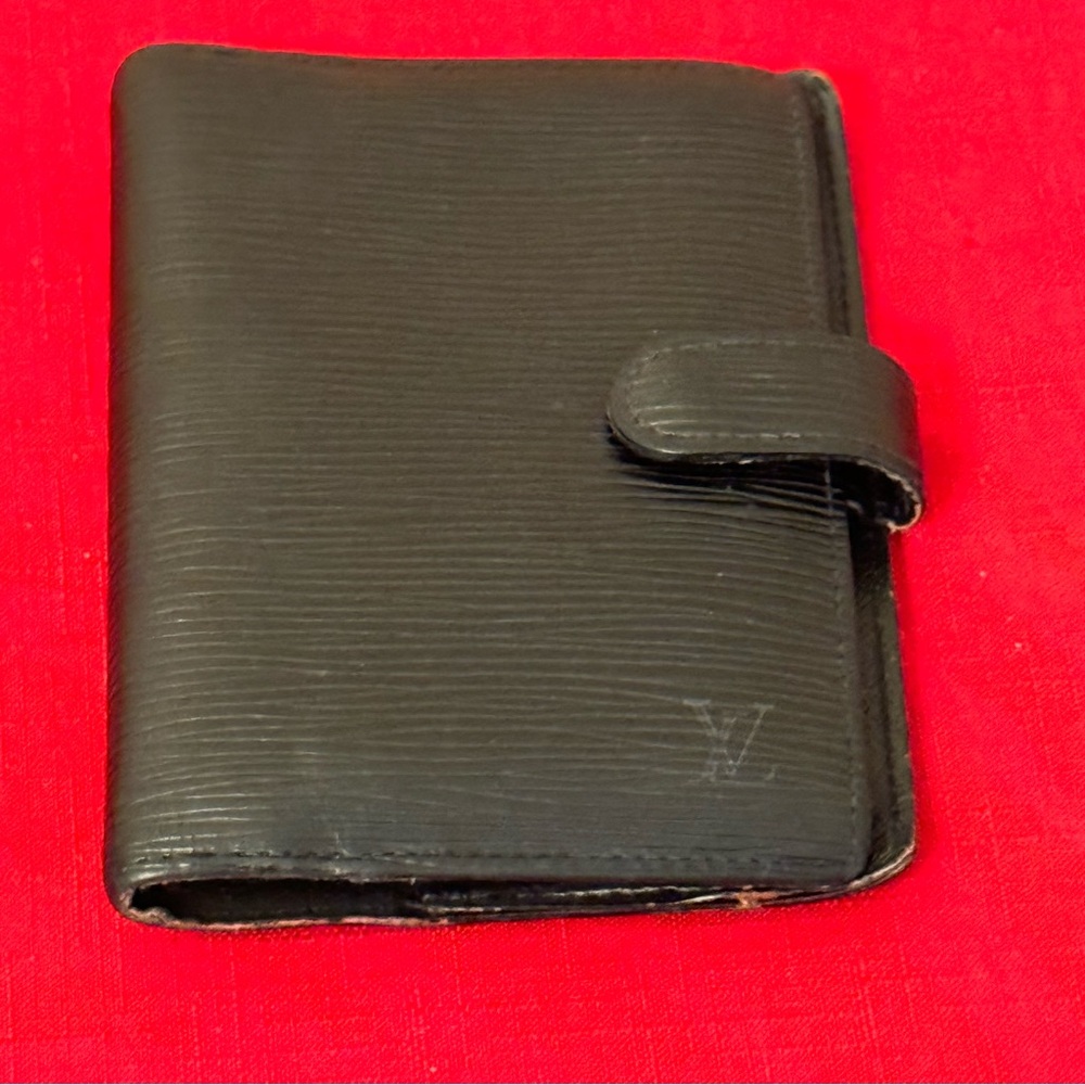 Louis Vuitton Black Leather Small Ring Notebook